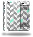 Chevrons Gray And Seafoam - Decal Style Vinyl Skin (fits Apple Original iPhone 5, NOT the iPhone 5C or 5S)