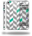 Chevrons Gray And Turquoise - Decal Style Vinyl Skin (fits Apple Original iPhone 5, NOT the iPhone 5C or 5S)