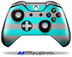 Decal Skin Wrap fits Microsoft XBOX One Wireless Controller Psycho Stripes Neon Teal and Gray