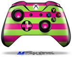 Decal Skin Wrap fits Microsoft XBOX One Wireless Controller Psycho Stripes Neon Green and Hot Pink