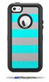 Psycho Stripes Neon Teal and Gray - Decal Style Vinyl Skin fits Otterbox Defender iPhone 5C Case (CASE SOLD SEPARATELY)