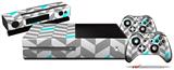 Chevrons Gray And Aqua - Holiday Bundle Decal Style Skin fits XBOX One Console Original, Kinect and 2 Controllers (XBOX SYSTEM NOT INCLUDED)