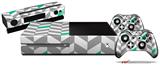 Chevrons Gray And Turquoise - Holiday Bundle Decal Style Skin fits XBOX One Console Original, Kinect and 2 Controllers (XBOX SYSTEM NOT INCLUDED)