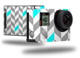 Chevrons Gray And Aqua - Decal Style Skin fits GoPro Hero 4 Black Camera (GOPRO SOLD SEPARATELY)