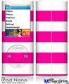 iPod Nano 4G Skin - Psycho Stripes Hot Pink and White