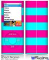 iPod Nano 4G Skin - Psycho Stripes Neon Teal and Hot Pink
