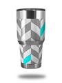 WraptorSkinz Skin Wrap compatible with RTIC 30oz ORIGINAL 2017 AND OLDER Tumblers Chevrons Gray And Aqua (TUMBLER NOT INCLUDED)