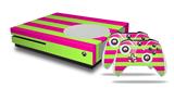 WraptorSkinz Decal Skin Wrap Set works with 2016 and newer XBOX One S Console and 2 Controllers Psycho Stripes Neon Green and Hot Pink
