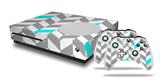 WraptorSkinz Decal Skin Wrap Set works with 2016 and newer XBOX One S Console and 2 Controllers Chevrons Gray And Aqua