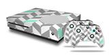 WraptorSkinz Decal Skin Wrap Set works with 2016 and newer XBOX One S Console and 2 Controllers Chevrons Gray And Seafoam