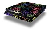 Vinyl Decal Skin Wrap compatible with Sony PlayStation 4 Slim Console Kearas Flowers on Black (PS4 NOT INCLUDED)