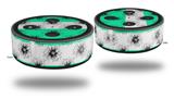 Skin Wrap Decal Set 2 Pack for Amazon Echo Dot 2 - Kearas Daisies Stripe Sea Foam (2nd Generation ONLY - Echo NOT INCLUDED)