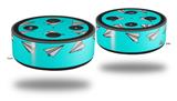 Skin Wrap Decal Set 2 Pack for Amazon Echo Dot 2 - Paper Planes Neon Teal (2nd Generation ONLY - Echo NOT INCLUDED)