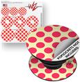 Decal Style Vinyl Skin Wrap 3 Pack for PopSockets Kearas Polka Dots Pink On Cream (POPSOCKET NOT INCLUDED)