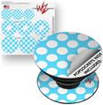 Decal Style Vinyl Skin Wrap 3 Pack for PopSockets Kearas Polka Dots White And Blue (POPSOCKET NOT INCLUDED)