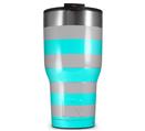 WraptorSkinz Skin Wrap compatible with 2017 and newer RTIC Tumblers 30oz Psycho Stripes Neon Teal and Gray (TUMBLER NOT INCLUDED)