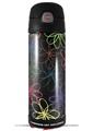 Skin Decal Wrap for Thermos Funtainer 16oz Bottle Kearas Flowers on Black (BOTTLE NOT INCLUDED) by WraptorSkinz