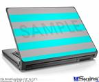 Laptop Skin (Small) - Psycho Stripes Neon Teal and Gray