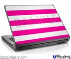 Laptop Skin (Small) - Psycho Stripes Hot Pink and White