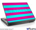 Laptop Skin (Small) - Psycho Stripes Neon Teal and Hot Pink