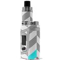 Skin Decal Wrap for Smok AL85 Alien Baby Chevrons Gray And Aqua VAPE NOT INCLUDED