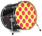 Vinyl Decal Skin Wrap for 22" Bass Kick Drum Head Kearas Polka Dots Pink And Yellow - DRUM HEAD NOT INCLUDED