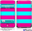 iPod Touch 2G & 3G Skin - Psycho Stripes Neon Teal and Hot Pink