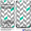 iPod Touch 2G & 3G Skin - Chevrons Gray And Turquoise