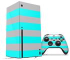 WraptorSkinz Skin Wrap compatible with the 2020 XBOX Series X Console and Controller Psycho Stripes Neon Teal and Gray (XBOX NOT INCLUDED)