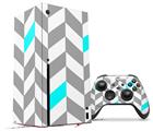 WraptorSkinz Skin Wrap compatible with the 2020 XBOX Series X Console and Controller Chevrons Gray And Aqua (XBOX NOT INCLUDED)