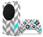 WraptorSkinz Skin Wrap compatible with the 2020 XBOX Series S Console and Controller Chevrons Gray And Aqua (XBOX NOT INCLUDED)