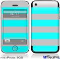 iPhone 3GS Skin - Psycho Stripes Neon Teal and Gray