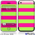 iPhone 3GS Skin - Psycho Stripes Neon Green and Hot Pink