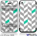 iPhone 3GS Skin - Chevrons Gray And Turquoise