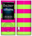 iPod Nano 5G Skin - Psycho Stripes Neon Green and Hot Pink