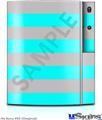 Sony PS3 Skin - Psycho Stripes Neon Teal and Gray