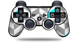 Sony PS3 Controller Decal Style Skin - Chevrons Gray And Aqua (CONTROLLER NOT INCLUDED)