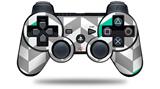 Sony PS3 Controller Decal Style Skin - Chevrons Gray And Turquoise (CONTROLLER NOT INCLUDED)