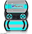 Psycho Stripes Neon Teal and Gray - Decal Style Skins (fits Sony PSPgo)