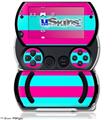 Psycho Stripes Neon Teal and Hot Pink - Decal Style Skins (fits Sony PSPgo)