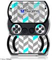 Chevrons Gray And Aqua - Decal Style Skins (fits Sony PSPgo)