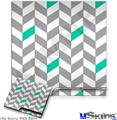 Decal Skin compatible with Sony PS3 Slim Chevrons Gray And Turquoise