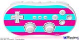 Wii Classic Controller Skin - Psycho Stripes Neon Teal and Hot Pink