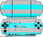 Sony PSP 3000 Skin - Psycho Stripes Neon Teal and Gray