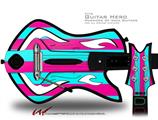 Psycho Stripes Neon Teal and Hot Pink Decal Style Skin - fits Warriors Of Rock Guitar Hero Guitar (GUITAR NOT INCLUDED)