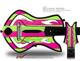 Psycho Stripes Neon Green and Hot Pink Decal Style Skin - fits Warriors Of Rock Guitar Hero Guitar (GUITAR NOT INCLUDED)