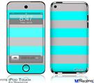 iPod Touch 4G Decal Style Vinyl Skin - Psycho Stripes Neon Teal and Gray