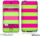iPod Touch 4G Decal Style Vinyl Skin - Psycho Stripes Neon Green and Hot Pink