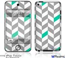 iPod Touch 4G Decal Style Vinyl Skin - Chevrons Gray And Turquoise