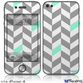 iPhone 4 Decal Style Vinyl Skin - Chevrons Gray And Seafoam (DOES NOT fit newer iPhone 4S)
